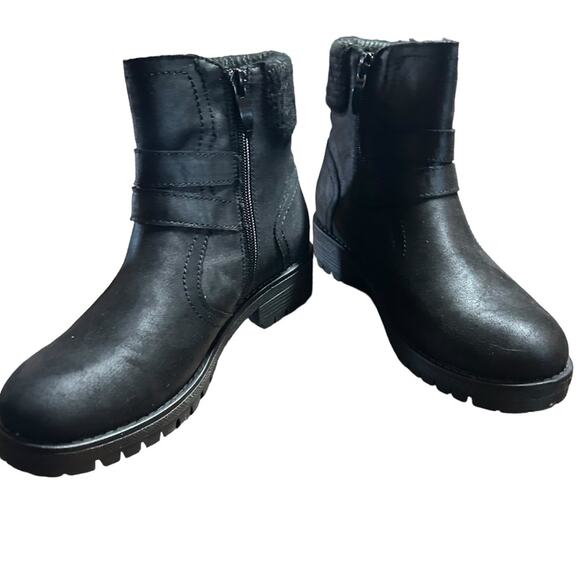 GC Shoes Valli Sweater Knit Cuff Booties Contemporary Biker Buckle NEW  Size 7.5 - Picture 8 of 12